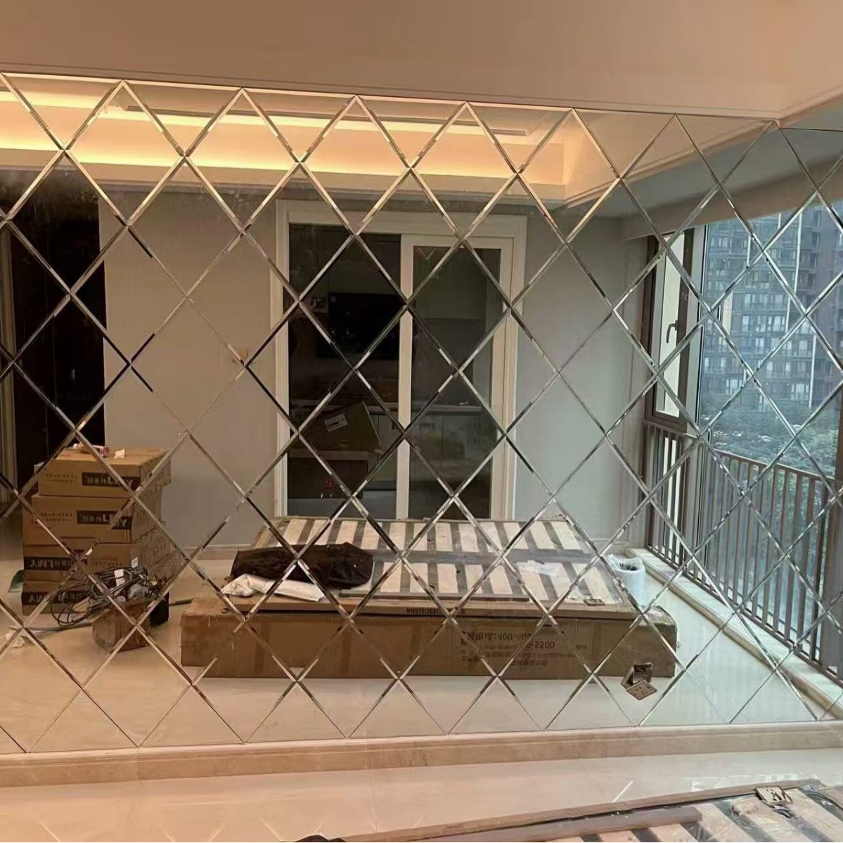 厂家批发跨境菱形组合拼接客厅电视沙发背景墙亚克力镜面装饰墙贴