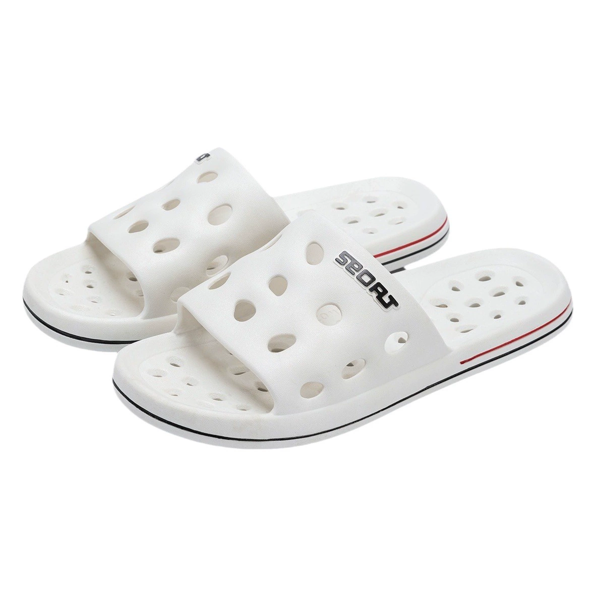 Женские летние домашние тапочки для ванной, повседневные, с перфорацией, нескользящие, новинка 2025 года, мужские домашние тапочки