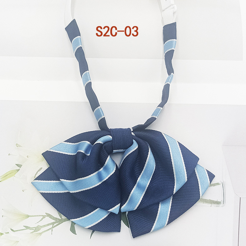 Pajarita de estilo universitario jk bowknot moda coreana casual rayas a cuadros niñas doble cuello flor spot al por mayor