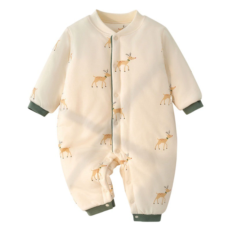 Детская одежда Осенне-зимний утолщенный Детский комбинезон из чистого хлопка Хаггаун для новорожденных альпинистская одежда Пижамы с длинным рукавом Детская одежда