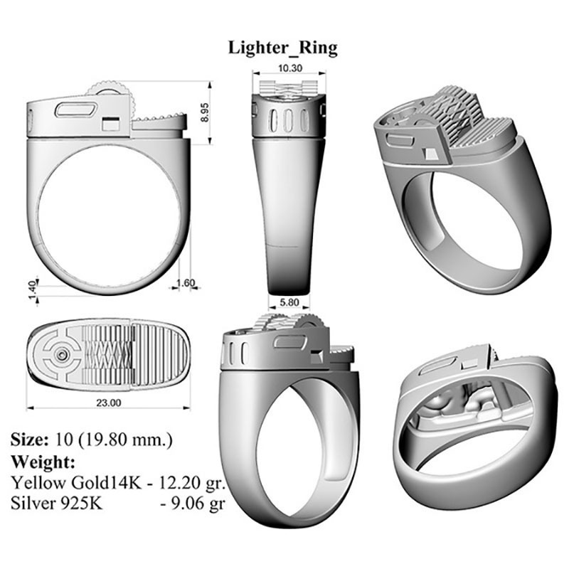 Retro Cool Style Lighter Solid Color Alloy Plating Unisex Rings display picture 5