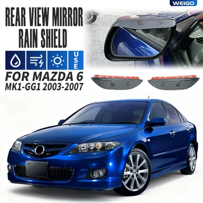 Rain shield – for Mazda 6 Window - standard-packing-without-logo-mazda-6-mk1-gg1-2003-2007-rearview-mirror-rain-eyebrow-carbon-fiber-pattern