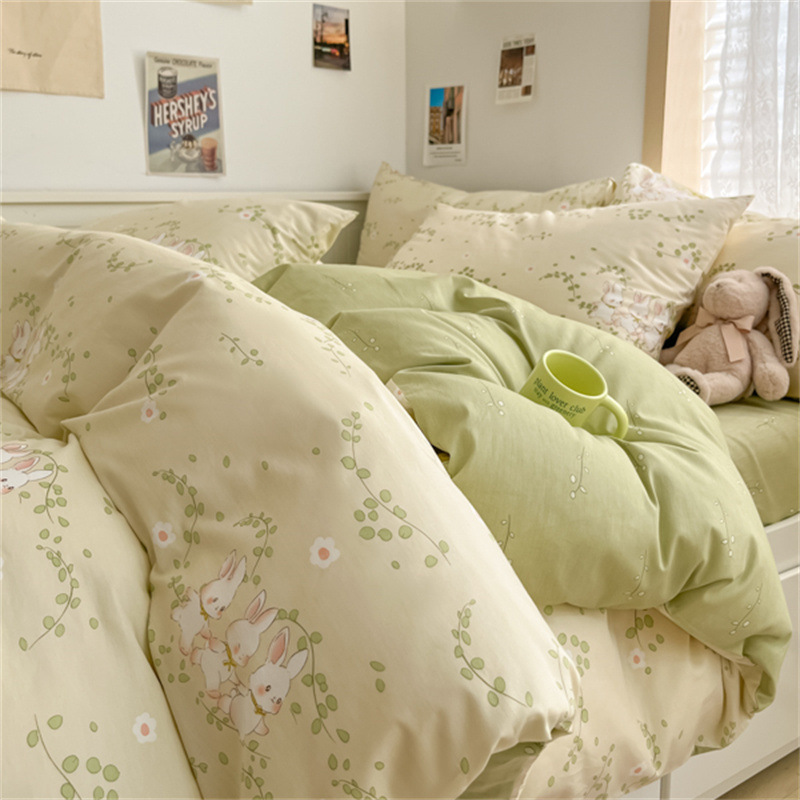 Algodón de cuatro piezas conjunto de algodón 2025 nueva ropa de cama fresca colcha de flores sábanas de dormitorio tres piezas conjunto de cama