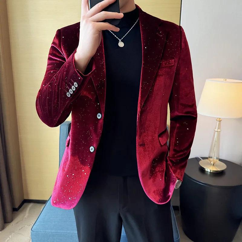 H 37559 Metallic Sequin Stage Tuxedo Sequined Performance Suit