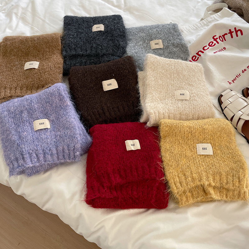 Contenant de la laine ~ Nouvelle écharpe en cachemire imitant un œuf gluant doux de couleur unie pour la chaleur hivernale en tricot de tempérament coréen_voghion.com