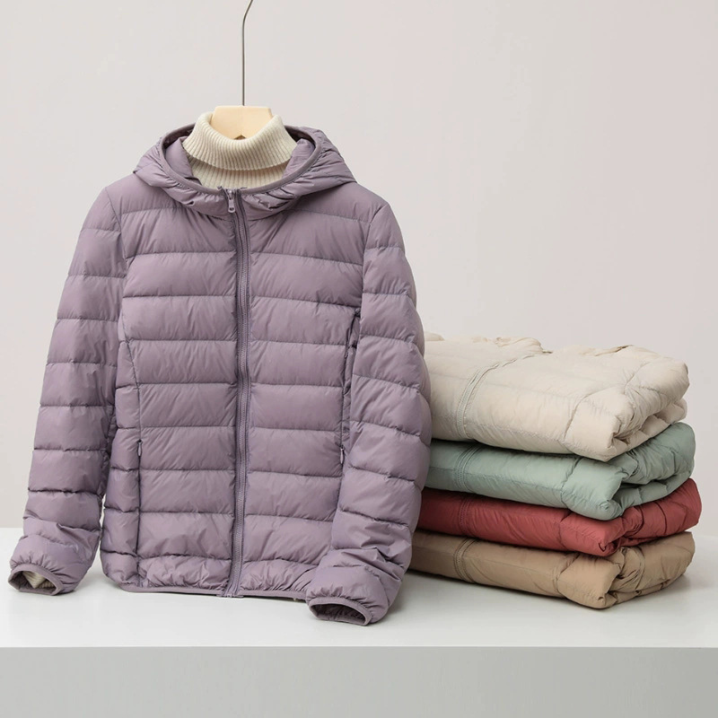 Lightweight down Jacket Women's Short 2025 New Lightweight Casual White Duck down Hooded Autumn and Winter Warm Jacket