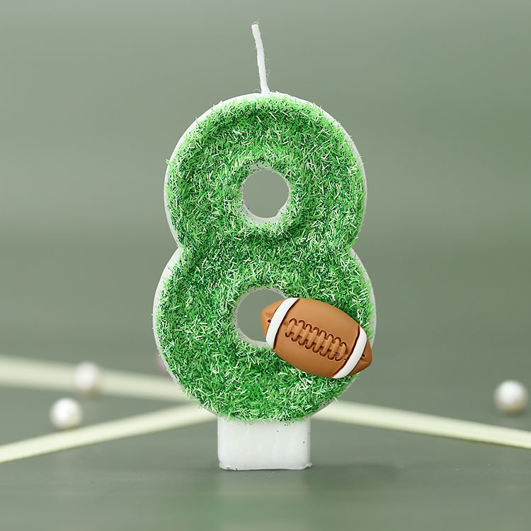 Vela de cumpleaños digital niño rugby pastel vela verde fresco deportes serie Vela productos transfronterizos
