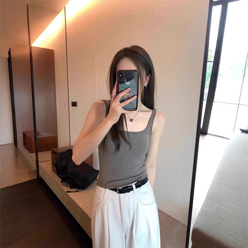 New White Collarless Bust Pads Tank Top Blouse for Women - Summer Bralette Shirts - Camisole Top - Nipple Cover - Layering Blouse - Fitted and Slimming - Versatile