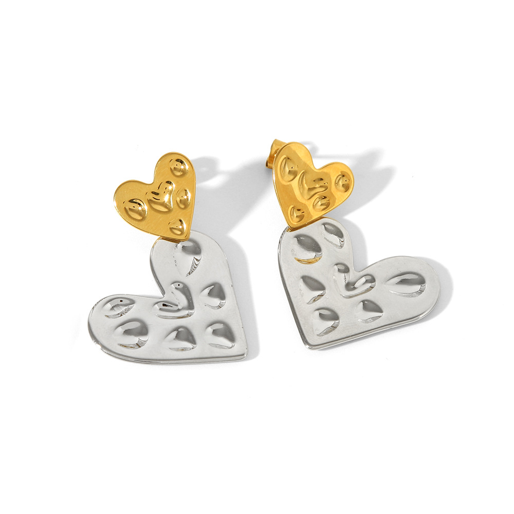 304 Stainless Steel Material 1 Pair IG Style Modern Style Geometric Heart Shape Plating 304 Stainless Steel 18K Gold Plated Ear Studs