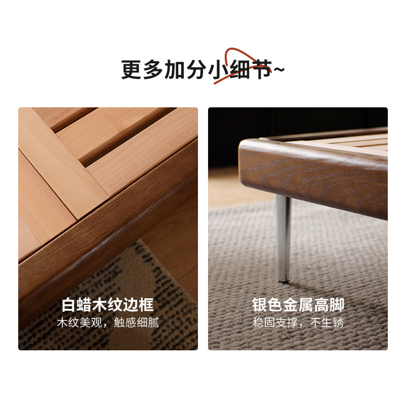 Cama de cuero minimalista italiana, cama negra delgada, cama de madera maciza retro, cama de madera blanda moderna, cama de tofu delgada