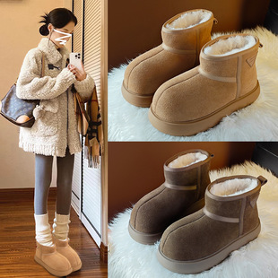 Snow Boots for Women 2025 Winter New Thick-Soled Fleece-Lined Warm Northeast Cotton Shoes Kapibara Fashionable Women's Short Boots