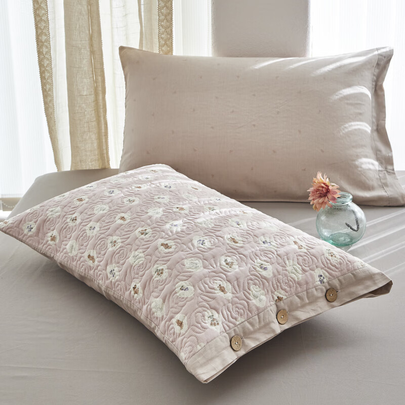 Un par de fundas de almohada de algodón, fundas de almohada acolchadas de algodón, botones, fundas de forro con núcleo de almohada para estudiantes