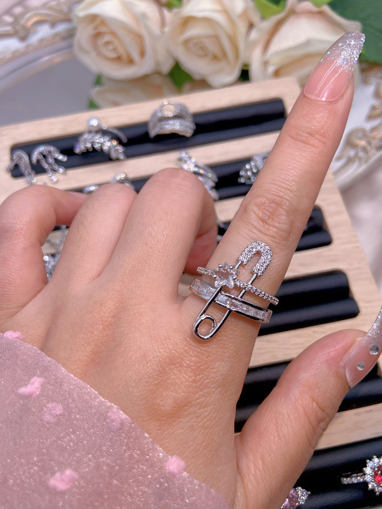 Street Occasion Copper Material Basic Heart Shape Flower Bow Knot Copper Inlay Zircon Open Rings