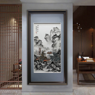 Jingdezhen Master Hand-Painted Qifengjunxiu Porcelain Painting Crafts Decorative Painting Chinese Study Landscape Mural Ornaments