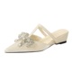 599-35 French style Sweet Water Diamond Bow Decoration Pointed Shallow Mouth Half Dragging Female One Step Stepping Slope Slippers Female