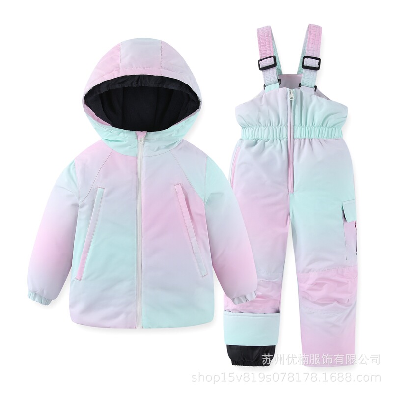 Foreign Trade Surplus Children's Ski Suit Winter Outdoor Waterproof Thickened Warm Windproof Jacket and Pants Snow Country Gear