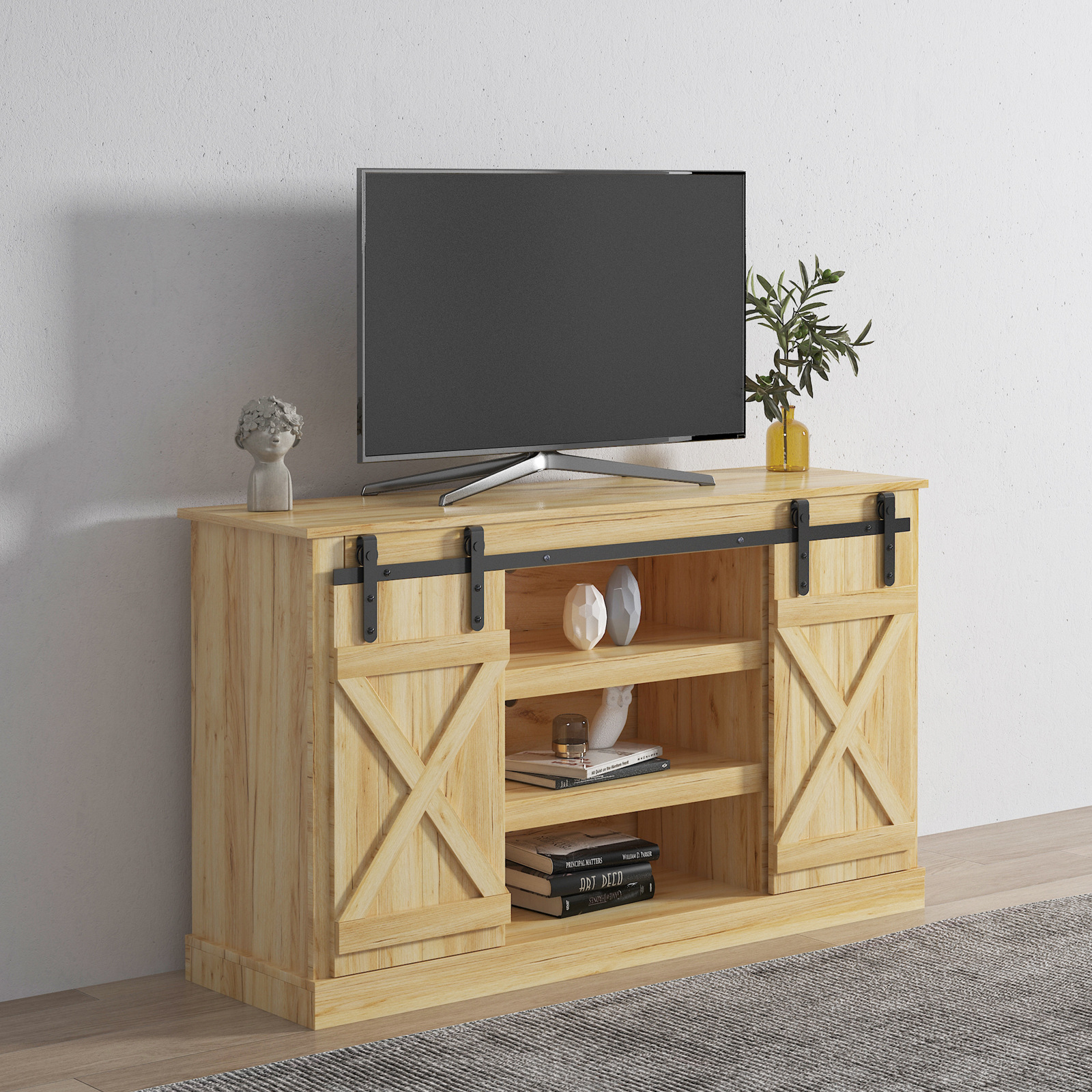 American-Style Distressed Tv Cabinet for Living Room, Multifunctional Storage Cabinet, French Retro Country-Style Floor Cabinet