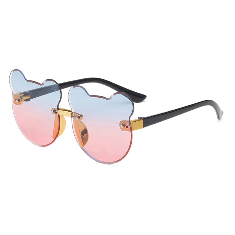 Nuevo oso gafas de sol de los niños raqueta de calle vanguardia moda calle raqueta copia pieza sin marco chica gafas de sol fábrica al por mayor