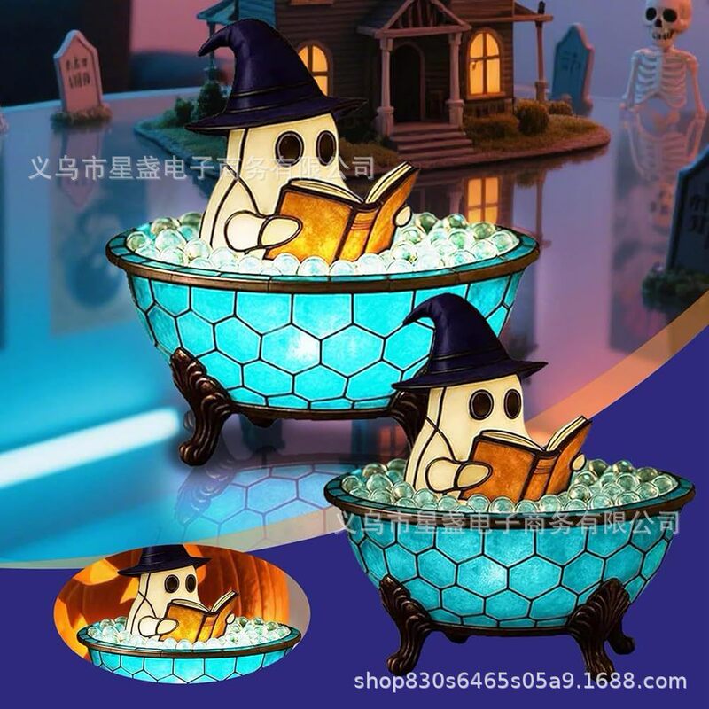跨境爆款Ghost Bubble Bath Lamp 万圣节装饰幽灵泡泡浴灯摆件|undefined