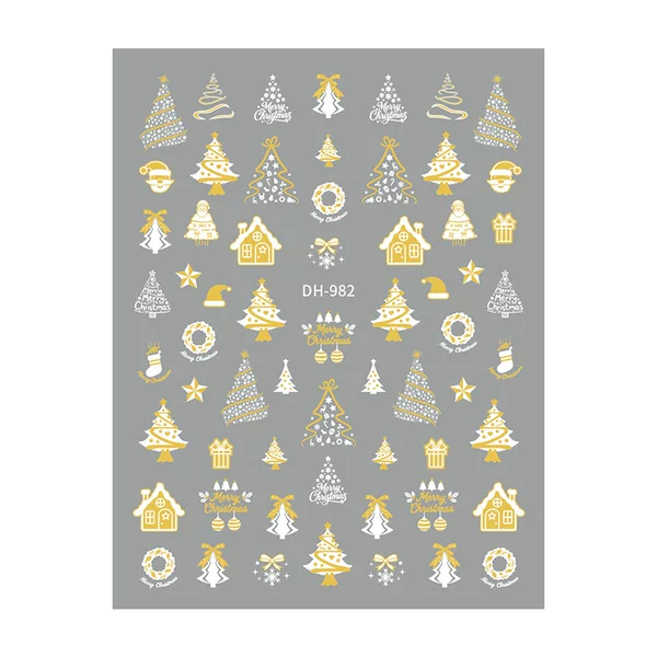 Redanco3D Plane Ins Popular Cartoon Nail Art Stickers Hot Stamping Silver Christmas Snow House Nail Stickers Dh-982