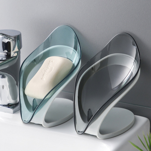Creative transparent leaf-shaped soap dish for bathroom and toilet without punching and draining soap holder leaf soap dish