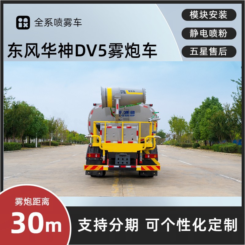 Dongfeng Huashen Dv Fog Cannon Truck 12-Ton Multi-Functional Dust Suppression Truck 30m Construction Site Dust Reduction Spray Sprinkler Truck