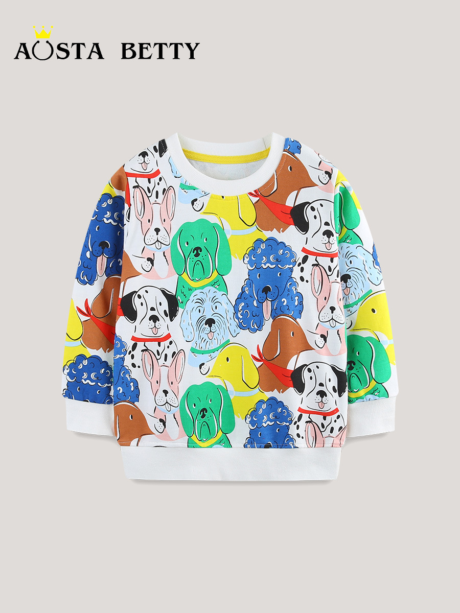 26 otoño nuevo chaqueta de niño estilo europeo y americano de manga larga ropa infantil camiseta de base impresa de dibujos animados camiseta infantil