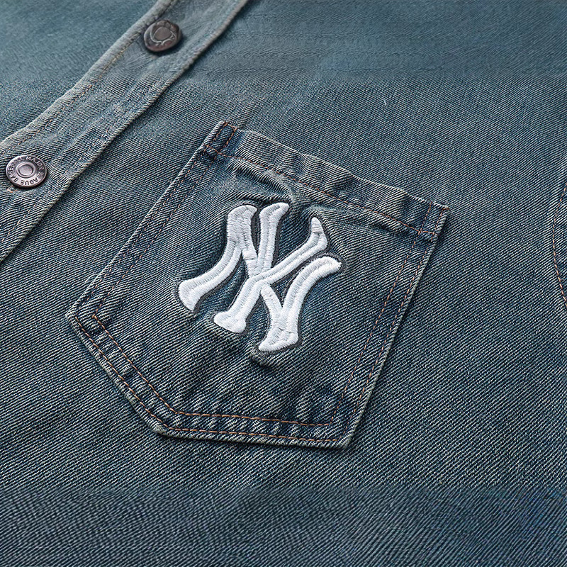高版本.MLB复古刺绣LOGO24新款休闲百搭男女情侣款牛仔外套|undefined