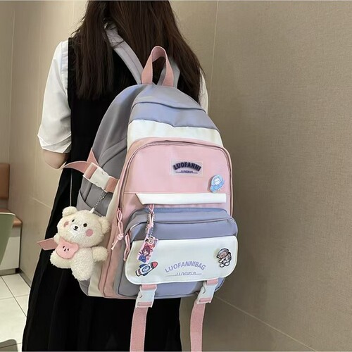 School season student backpack set Korean fashion junior high school schoolbag tutoring bag, large capacity two-piece backpack