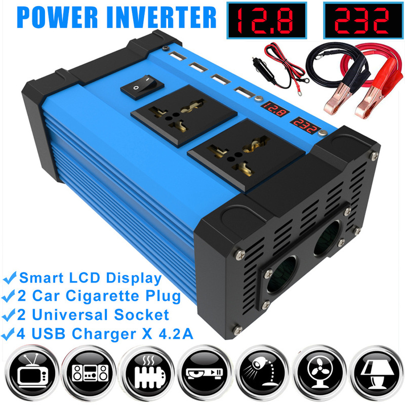 InVerter 300W Cross-border ConVerter 12V to 220V110V Intelligent LCD DuAl DisplAy 4USB4.2A FAst ChArging InVerter 300W Cross-border ConVerter 12V to 220V110V Intelligent LCD DuAl DisplAy 4USB4.2A FAst ChArging