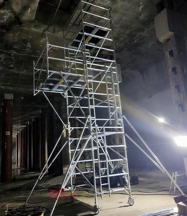 外贸创笙  快装脚手架 铝合金带梯建筑施工SGS TUV证书双宽脚手架