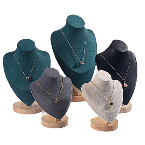 Wooden velvet necklace display rack neck mold pendant rack jewelry rack portrait neck jewelry window storage model rack