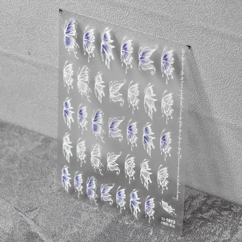 Manicura mariposa pegatinas grandes alas mariposa hueco fino duro blanco y negro de hadas tomoni colorido oscuro estilo uñas pegatinas