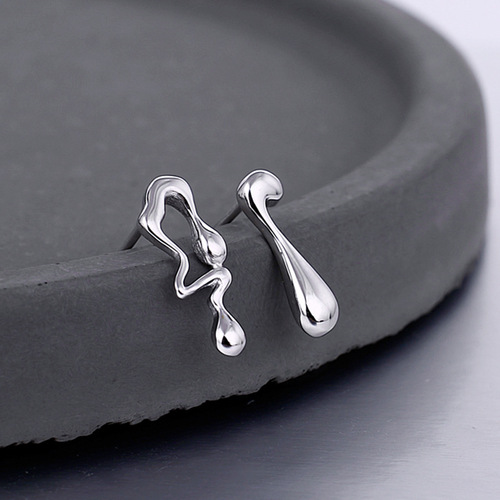 E1152 Korean style personalized small drop earrings wholesale women's S925 sterling silver asymmetrical earrings niche irregular