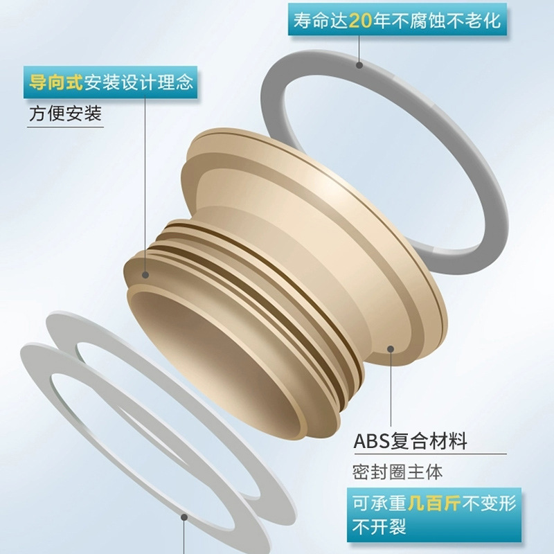 One-piece silicone toilet flange seal for water-saving toilets, anti-odor, thickened and extended universal toilet seat downpipe accessory