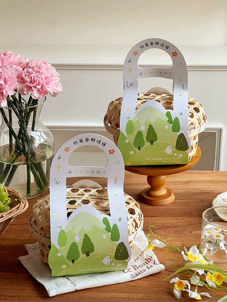 Festival del Barco del Dragón nueva caja de embalaje de huevos de zongzi, cesta de bambú portátil, pastel de frijoles verdes, caja de regalo especial, caja vacía