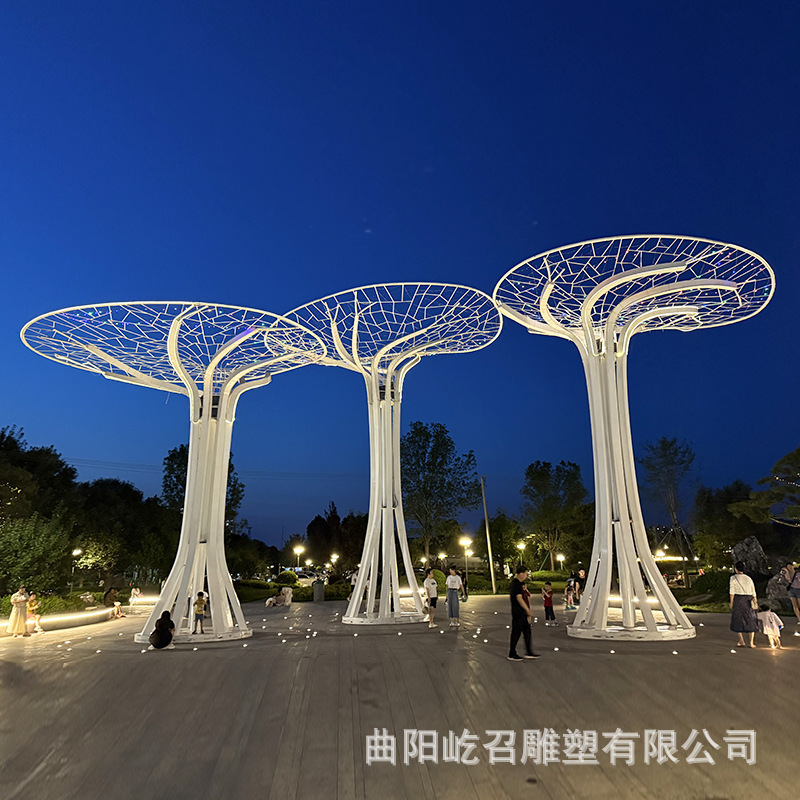 户外不锈钢雕塑异形廊架钢结构长廊创意铁艺金属雕塑厂家景观大树|undefined