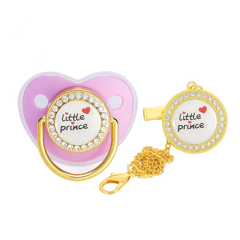 2022 transfronteriza Venta caliente amor Pequeño Príncipe bebé diamante pezón bebé diamante chupete con cubierta de polvo