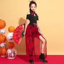 儿童模特走秀国潮潮服女童演出服爵士舞表演中国风舞蹈街舞套装新
