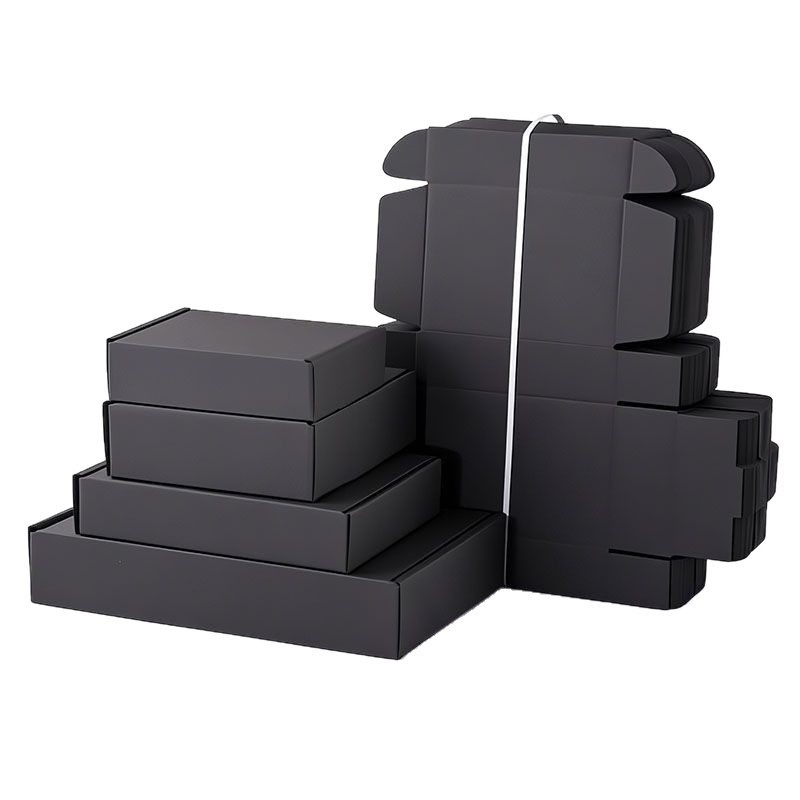 黑色飞机盒包装盒跨境打包纸盒子现货小单加印logo飞机盒特硬