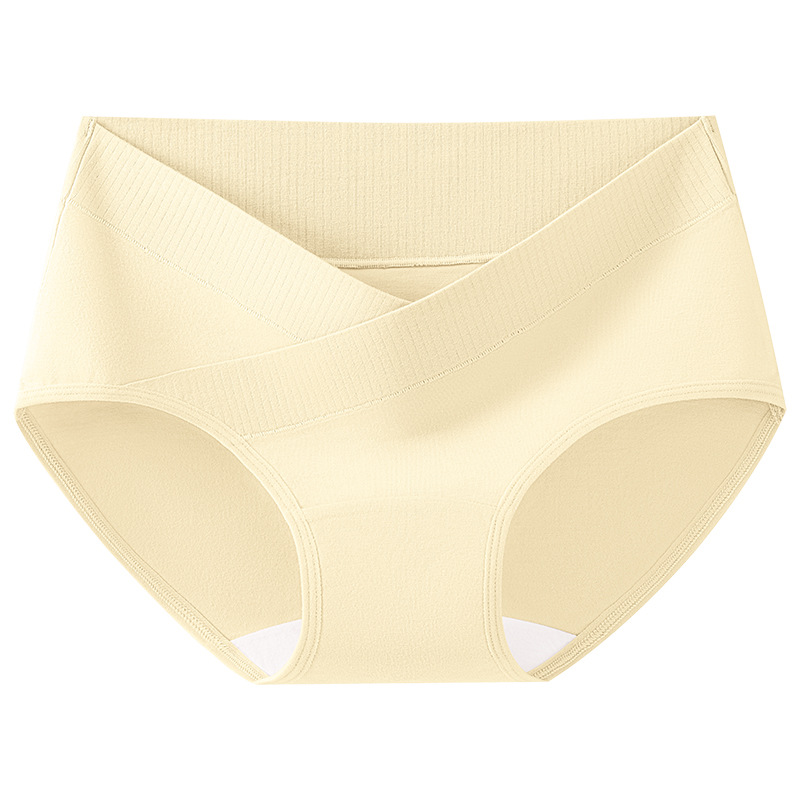 Ropa interior cruzada en forma de V para mujeres embarazadas de algodón ~ Calzoncillos de mujer de cintura baja transpirables de entrepierna de algodón de doble capa más largos y mejorados
