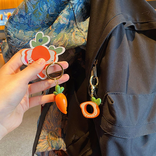 Original Couple's Keychain, One Radish One Hole, Cute and Exquisite Resin Figurine Keychain