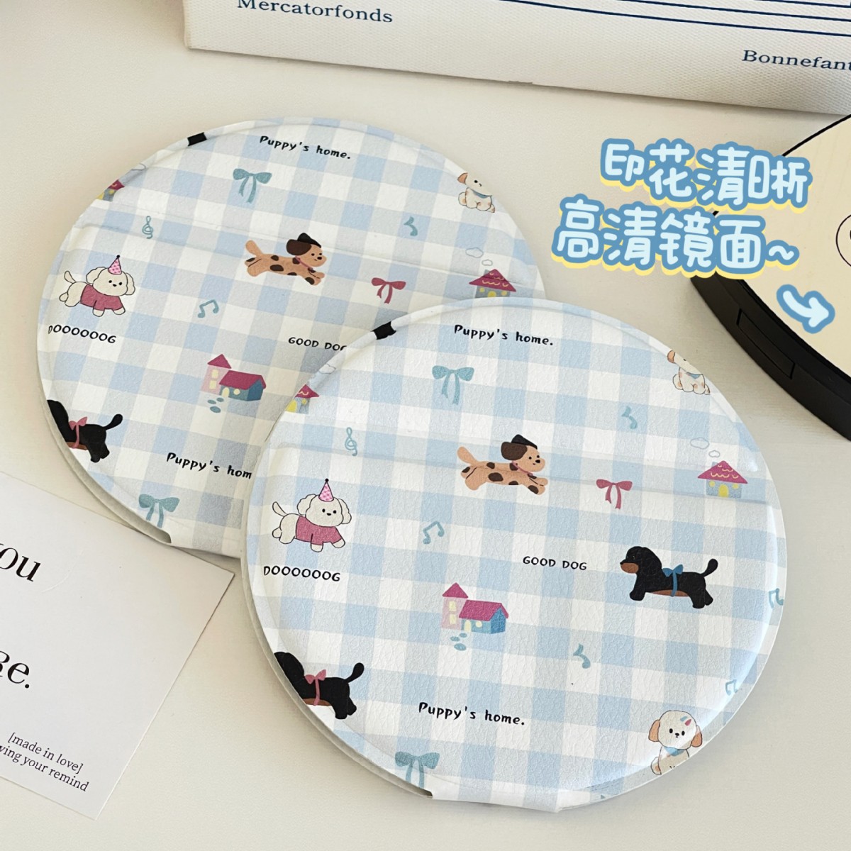 Espejo pequeño espejo portátil portátil espejo de maquillaje plegable escritorio escritorio lindo dormitorio de estudiantes espejo de tocador redondo mujer