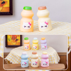 创意卡通kitty雾面奶瓶娃娃屋仿真食玩diy树脂工艺品萌粒迷你摆件