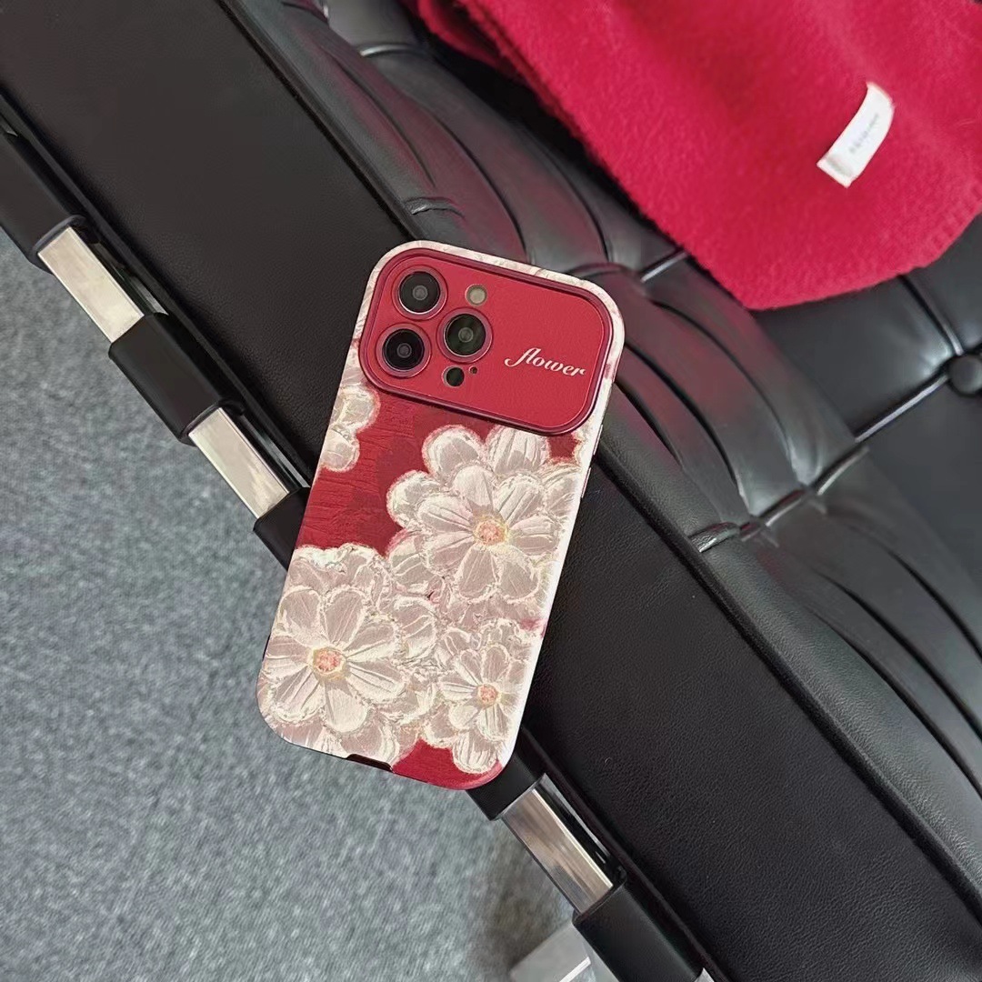 Ins pintura al óleo retro flores tridimensionales para 16ProMax nuevo iPhone 15Pro Apple 13 funda para teléfono móvil 12