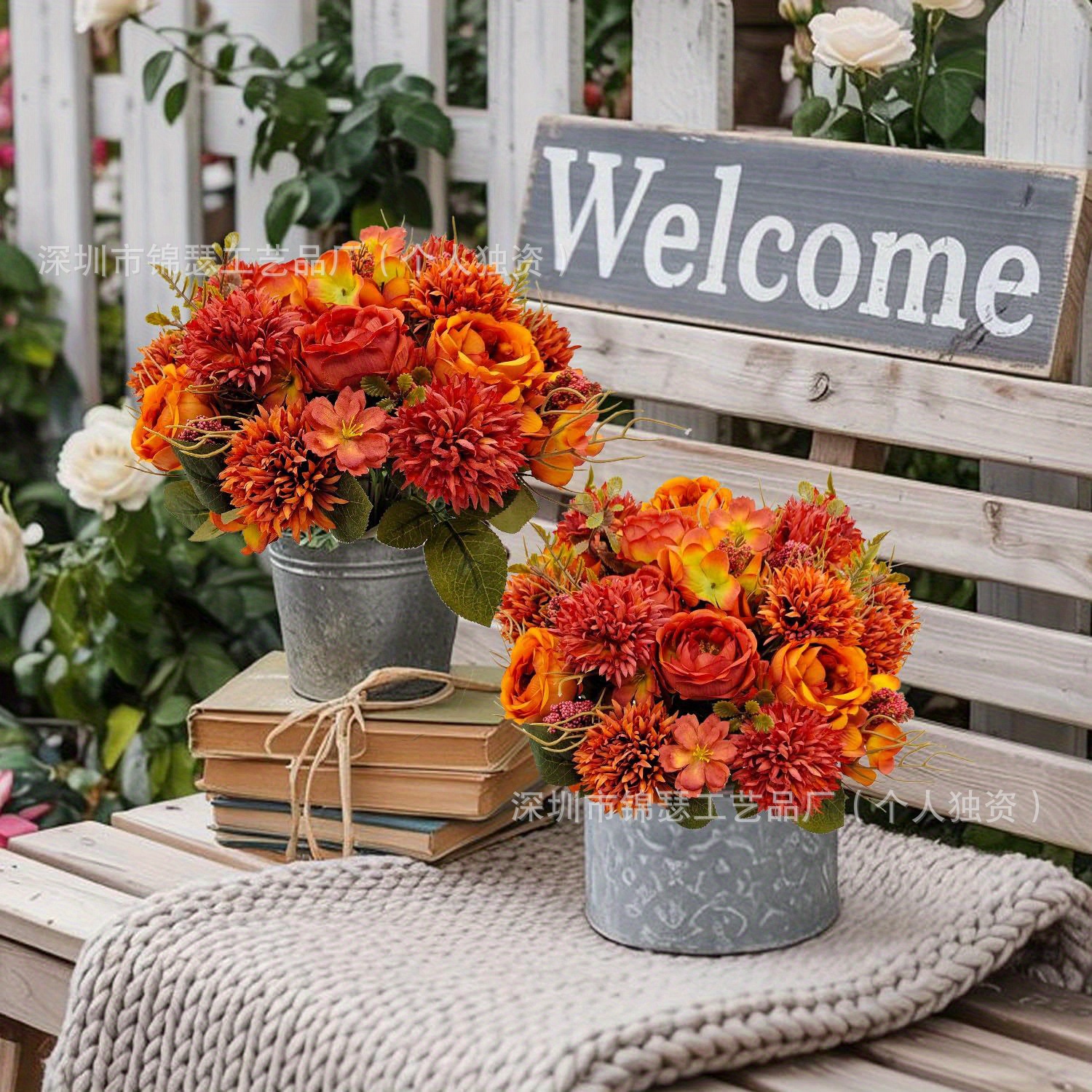 Cross-border artificial flower rose bouquet autumn Halloween home decoration bouquet wedding wedding decoration 3