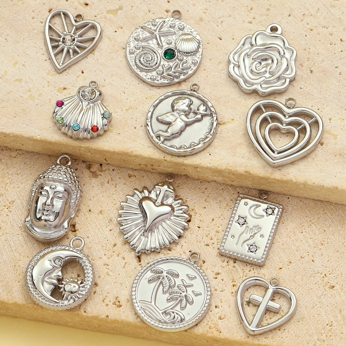 6g Weight Pendant Jewelry Making Type 15*17mm, 18 * 20mm, 18 * 24mm Jewelry Making Size Rhinestones Inlay Material DIY Ornament Accessories Classification 3 PCS/Package Quantity 304 Stainless Steel Material Cross, Angel, Heart Shape, Flower, Shell Pattern All Seasons Season Polished Finish Inlay Design IG Style, Modern Style Style 3 PCS/Package 15*17mm 18 * 20mm 18 * 24mm 304 Stainless Steel Rhinestones Cross Angel Heart Shape Polished Pendant DIY Ornament Accessories 1