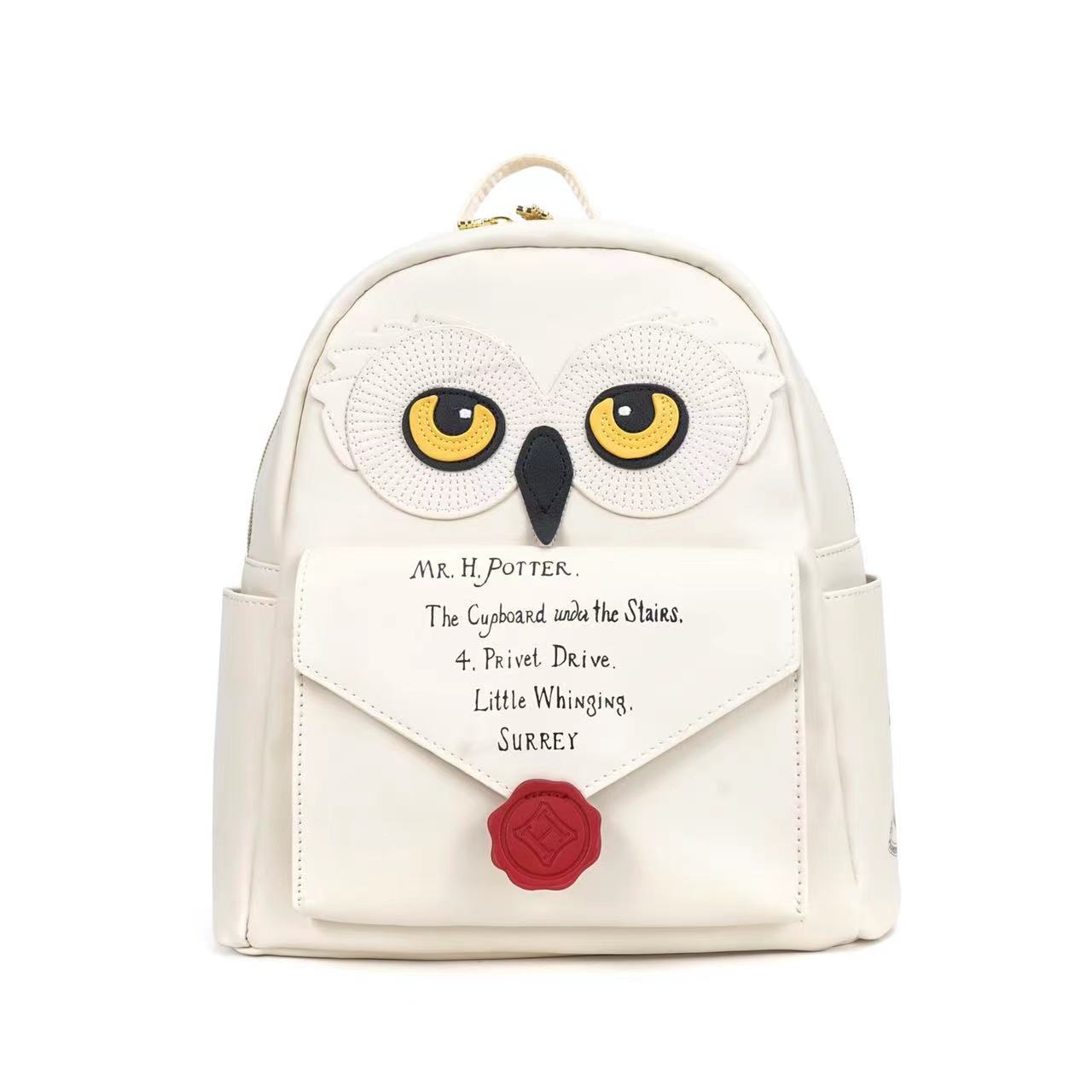 Película periférica búho mochila flor roja sobre pequeña mochila estudiante moda casual mochila