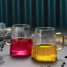 高硼硅彩色冰川玻璃水杯透明玻璃杯大容量果汁饮料杯家用耐热单杯