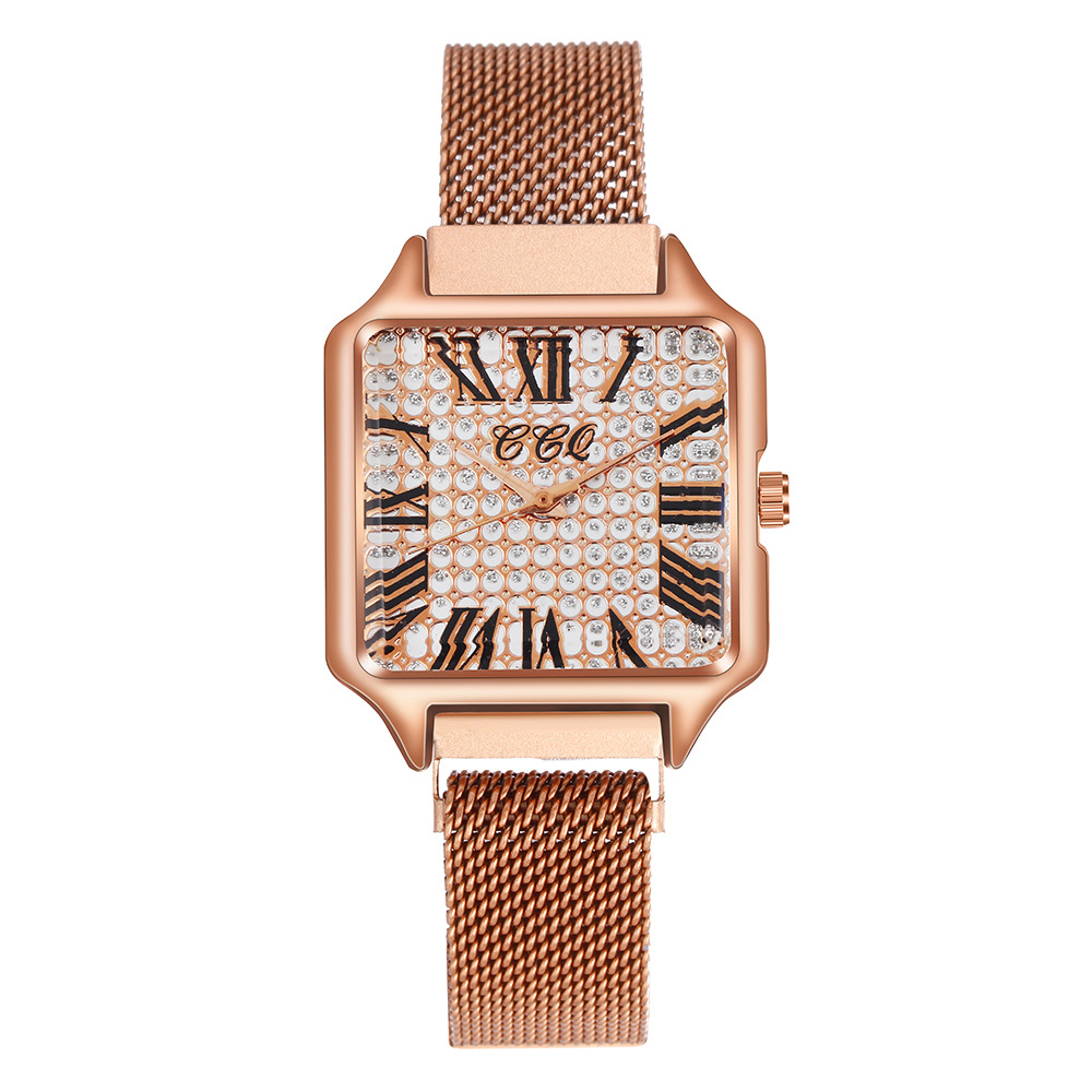 Orologio da donna con fibbia magnetica famoso su Internet al quarzo digitale romano alla moda con quadrante quadrato stellato_voghion.com